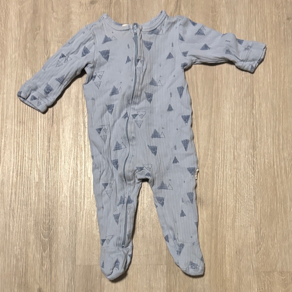 Rabbit + Bear Adorable Blue Patterned Kids Footie